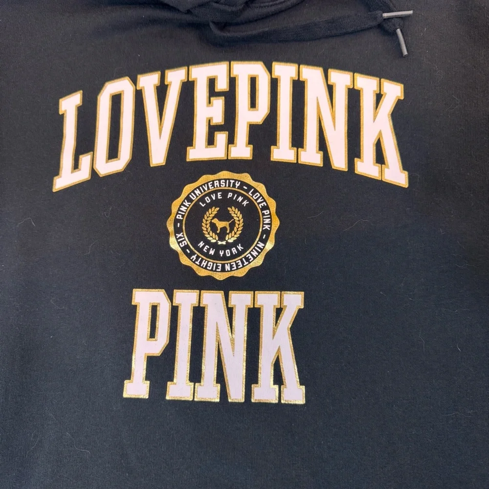 PINK Victoria's Secret Black Hoodie Size Small - Picture 2 of 3